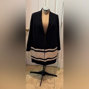 NWT Alfani Plus Size 2X Black Jacket with Cream Stripe Accent